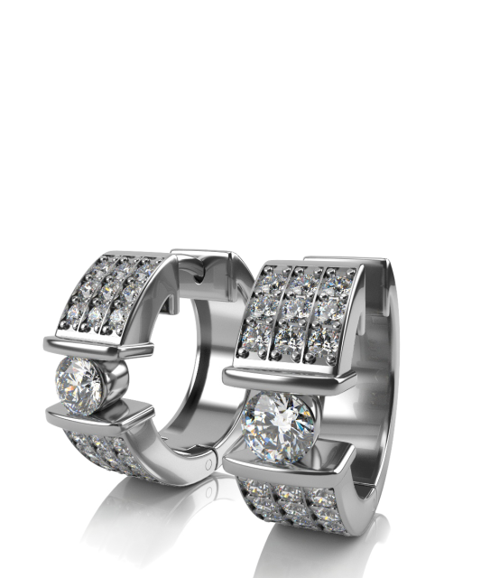 Серьги конго из белого золота с бриллиантами (043196)