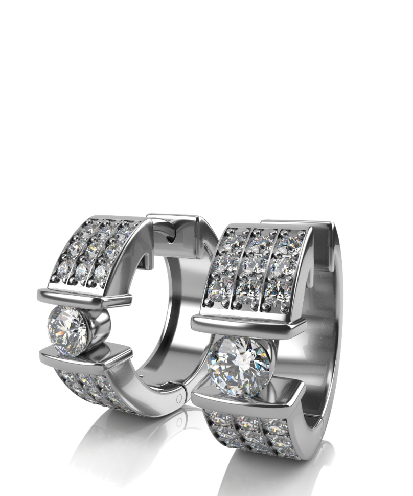 Серьги конго из белого золота с бриллиантами (043196)