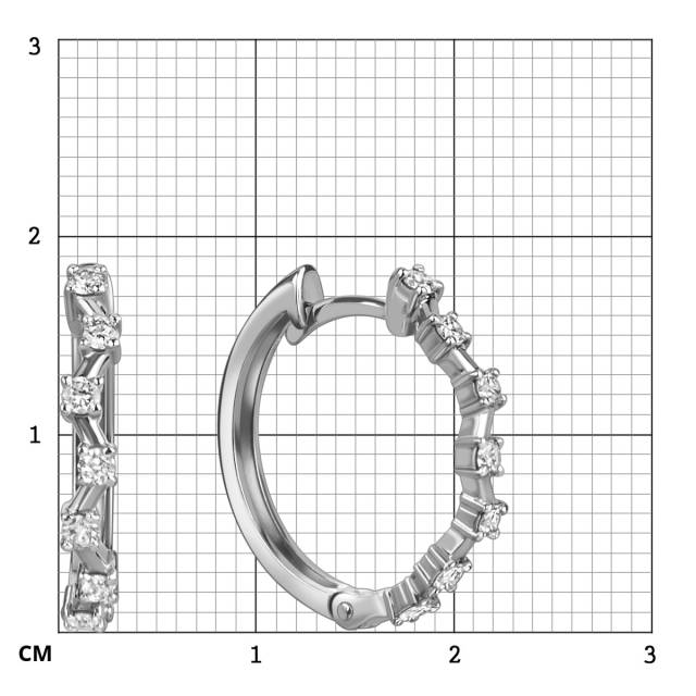 Серьги конго из белого золота с бриллиантами (058512)