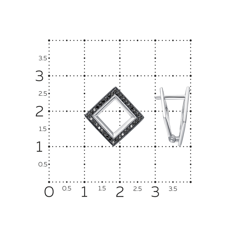 Серьги из белого золота с чёрными бриллиантами (059560)