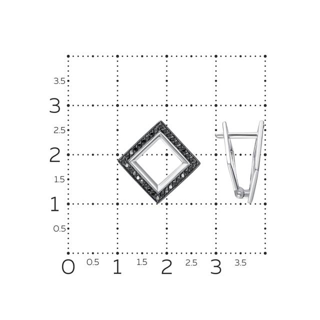 Серьги из белого золота с чёрными бриллиантами (059560)