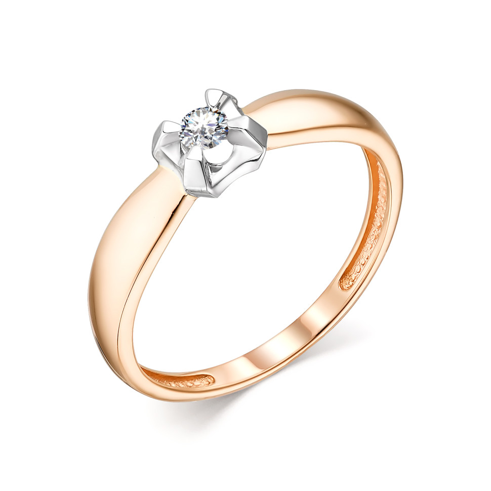 Помолвочное кольцо из комбинированного золота с бриллиантом (044313)