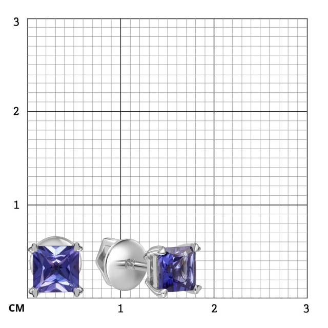 Серьги пусеты из белого золота с танзанитами (060260)
