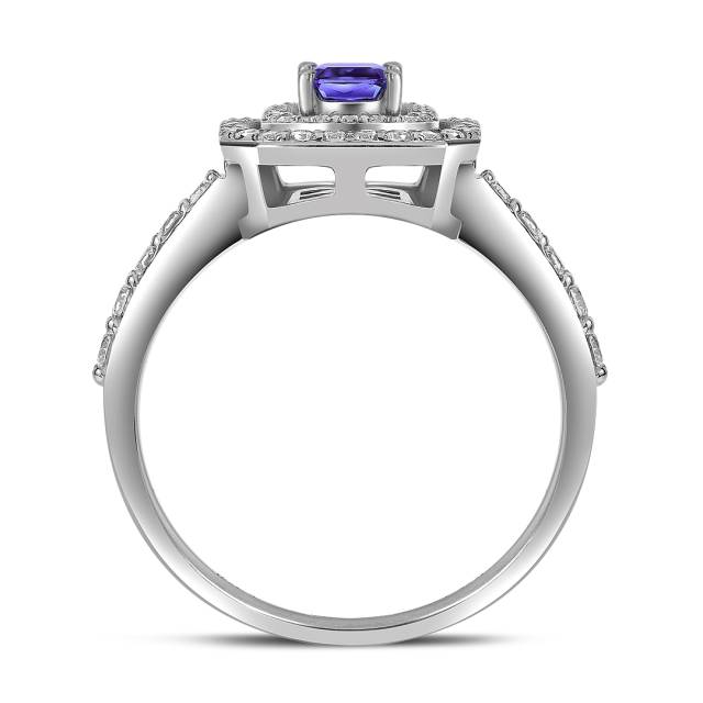 Кольцо из белого золота с бриллиантами и танзанитом (061562)