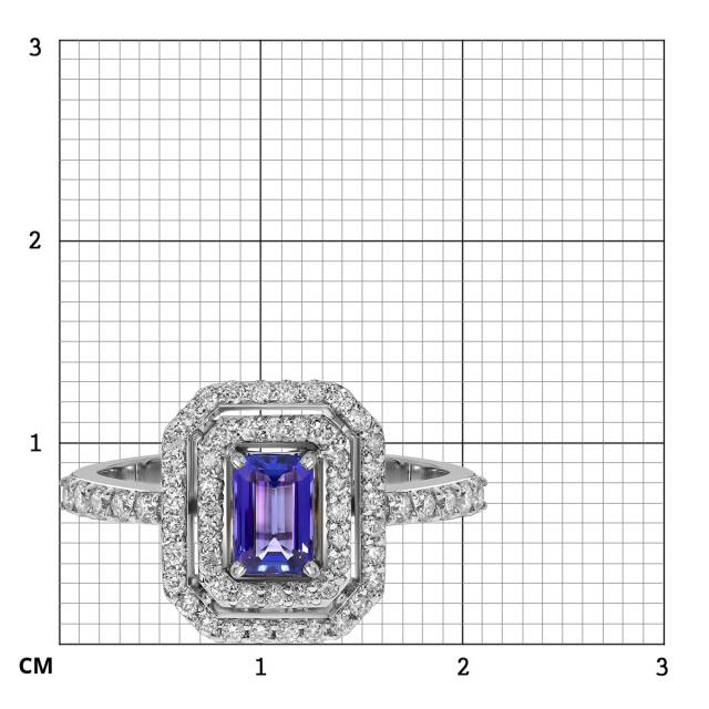 Кольцо из белого золота с бриллиантами и танзанитом (061562)