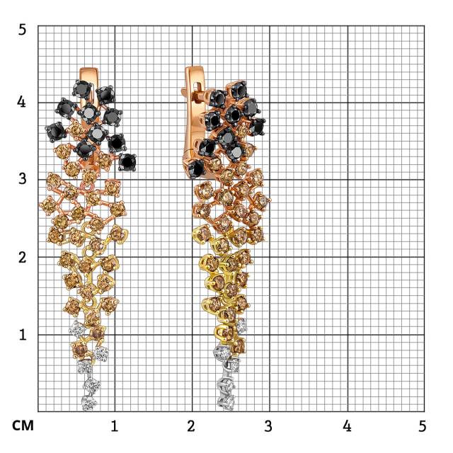 Серьги из комбинированного золота с бриллиантами (054291)