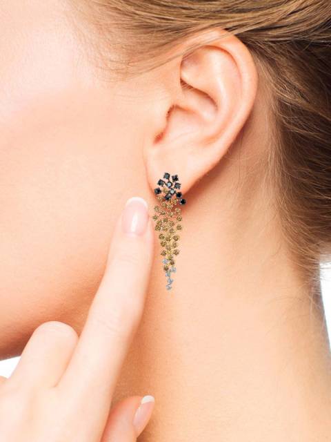 Серьги из комбинированного золота с бриллиантами (054291)