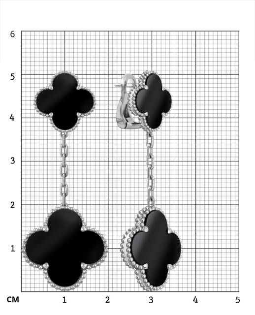 Серьги из белого золота с ониксом (046804)