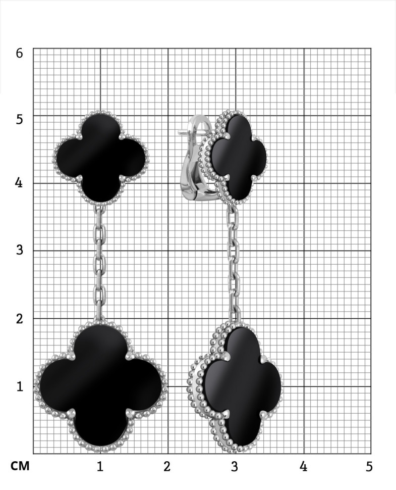 Серьги из белого золота с ониксом (046804)