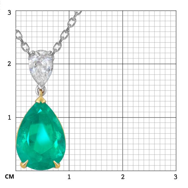 Колье из комбинированного золота с бриллиантом и изумрудом (055101)