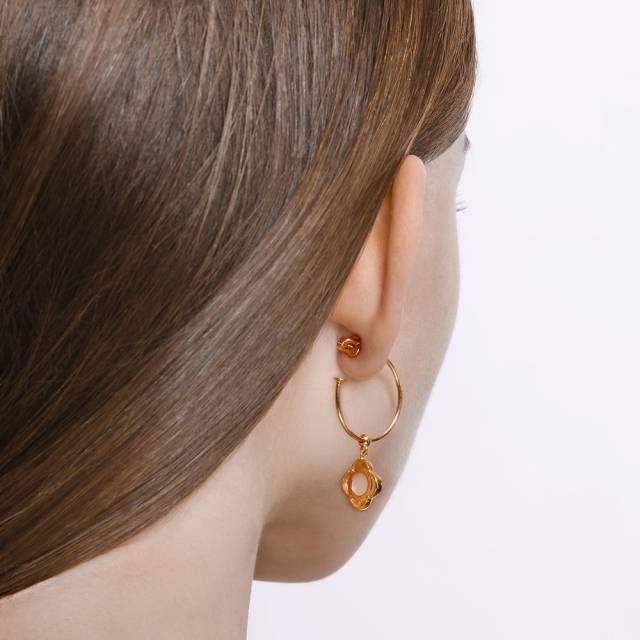 Серьги из красного золота с бриллиантами и перламутром (046262)