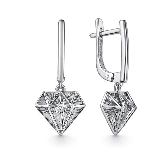 Серьги из белого золота с бриллиантами (063050)