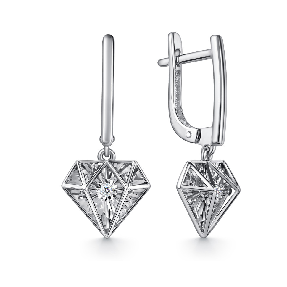 Серьги из белого золота с бриллиантами (063050)