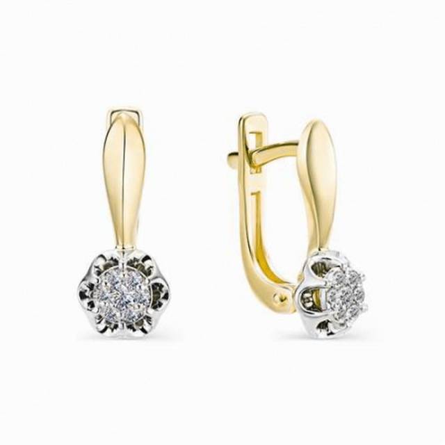 Серьги из комбинированного золота с бриллиантами (041391)