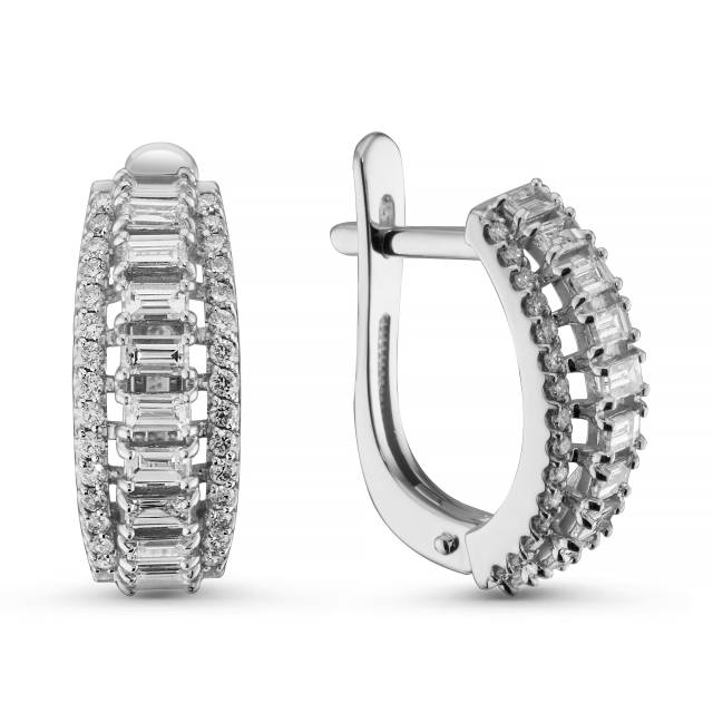 Серьги из белого золота с бриллиантами  (063781)