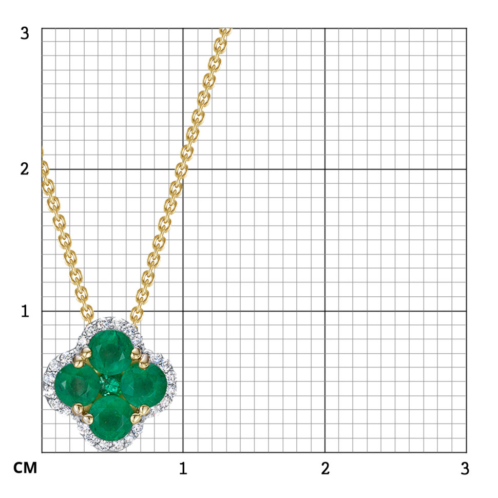 Колье из жёлтого золота с бриллиантами и изумрудами (054769)