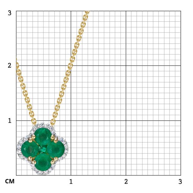 Колье из жёлтого золота с бриллиантами и изумрудами (054769)