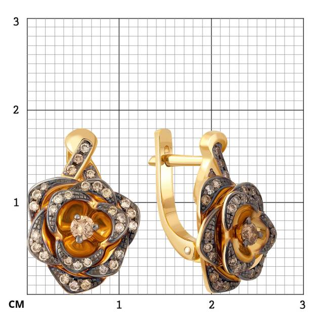 Серьги из жёлтого золота с бриллиантами (040304)