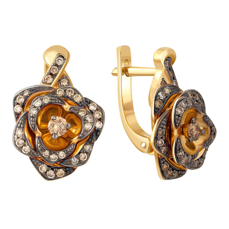 Серьги из жёлтого золота с бриллиантами (040304)