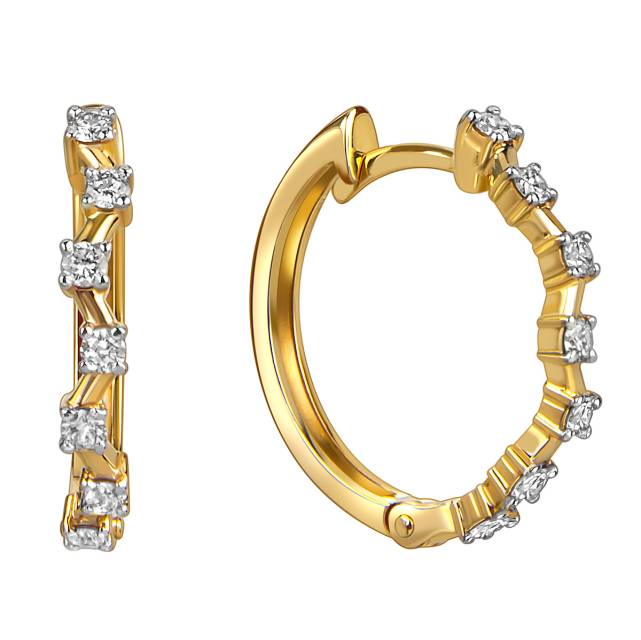 Серьги из жёлтого золота с бриллиантами  (059104)