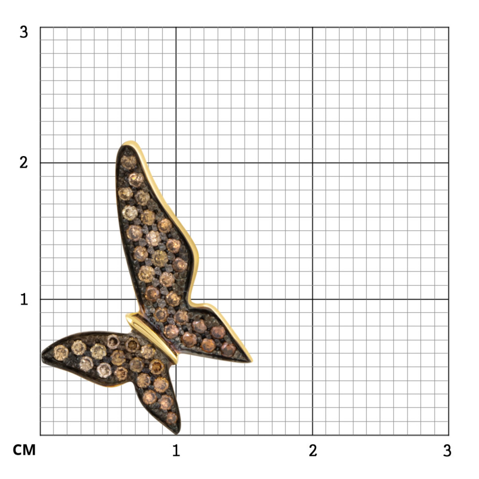 Кулон из жёлтого золота с коричневыми бриллиантами