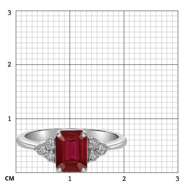 Кольцо из белого золота с бриллиантами и рубином (062654)