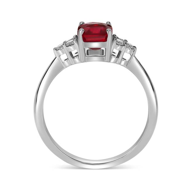 Кольцо из белого золота с бриллиантами и рубином (062654)