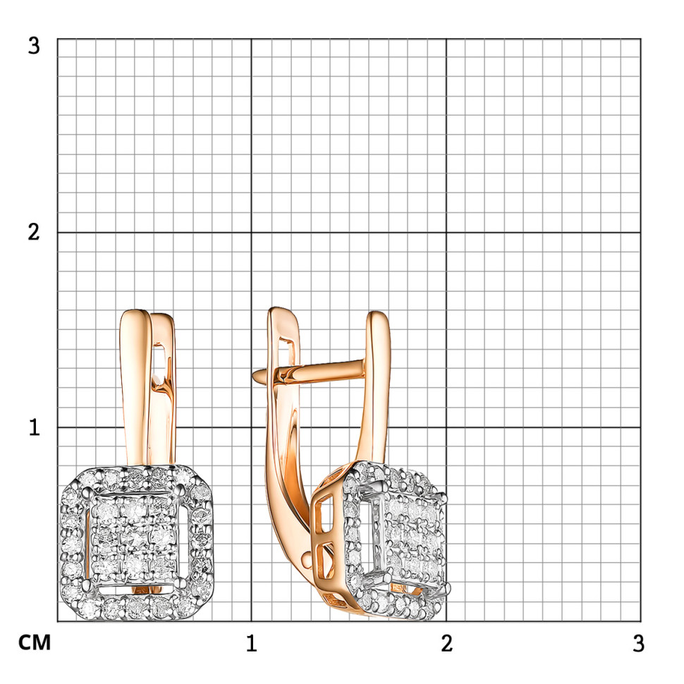 Серьги из красного золота с бриллиантами (060592)