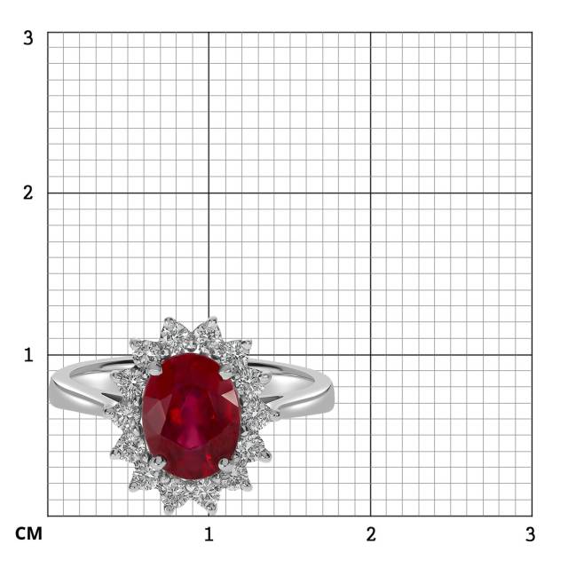 Кольцо из белого золота с бриллиантами и рубином (055611)