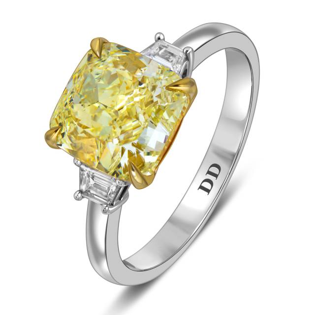 Помолвочное кольцо из белого золота с жёлтым бриллиантом (063211)