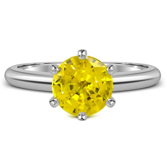 Помолвочное кольцо из белого золота с жёлтым сапфиром (061119)