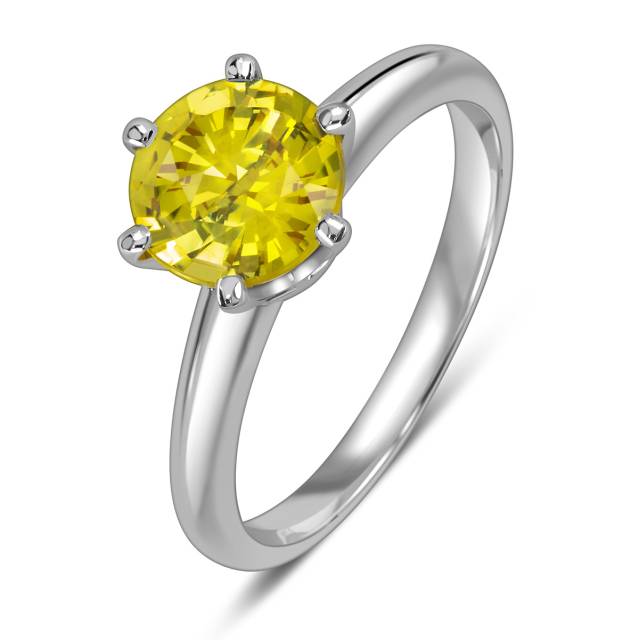 Помолвочное кольцо из белого золота с жёлтым сапфиром (061119)