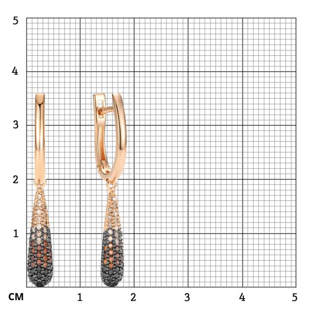 Серьги из красного золота с цветными бриллиантами  (064479)