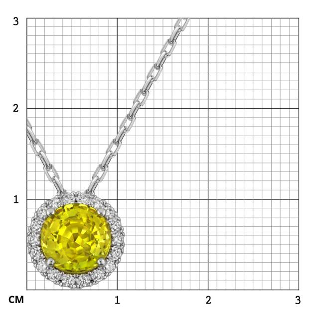 Колье из белого золота с бриллиантами и жёлтым сапфиром (063646)
