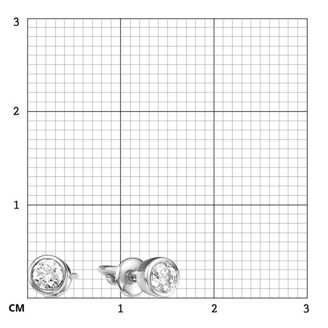 Серьги пусеты из белого золота с бриллиантами (031624)