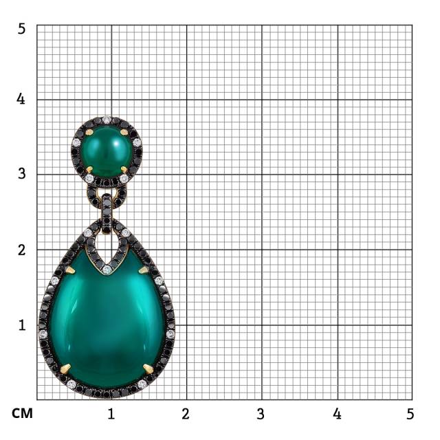 Кулон из жёлтого золота с бриллиантами и агатом (003950)