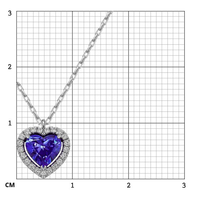 Колье из белого золота с бриллиантами и танзанитом "Сердце" (063642)