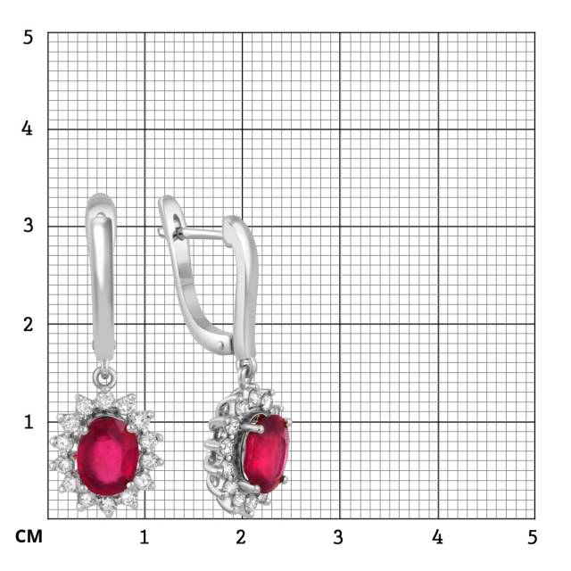 Серьги из белого золота с бриллиантами и рубинами (046083)
