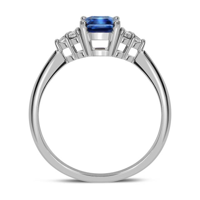 Кольцо из белого золота с бриллиантами и сапфиром (060312)