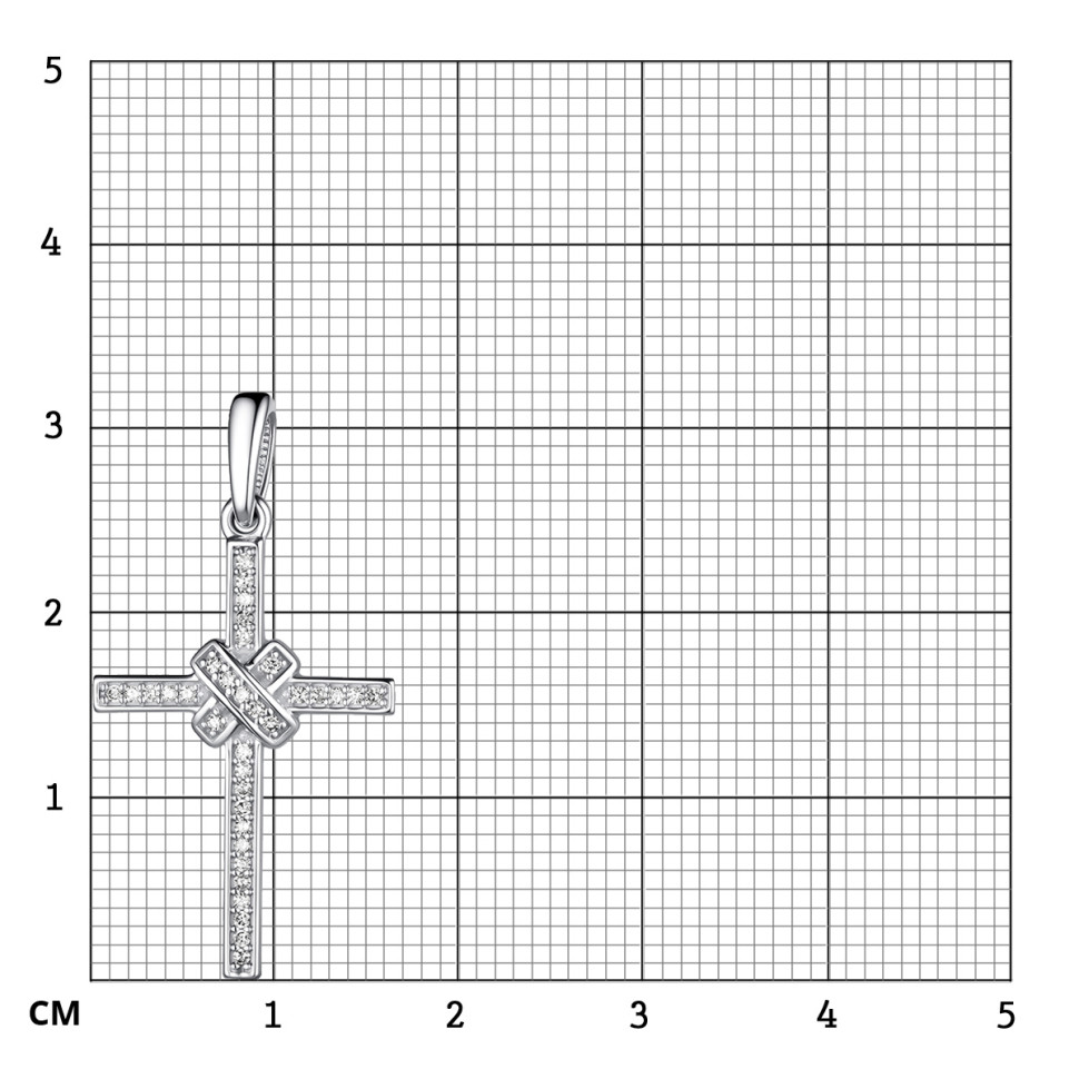 Кулон крест из белого золота с бриллиантами (060504)