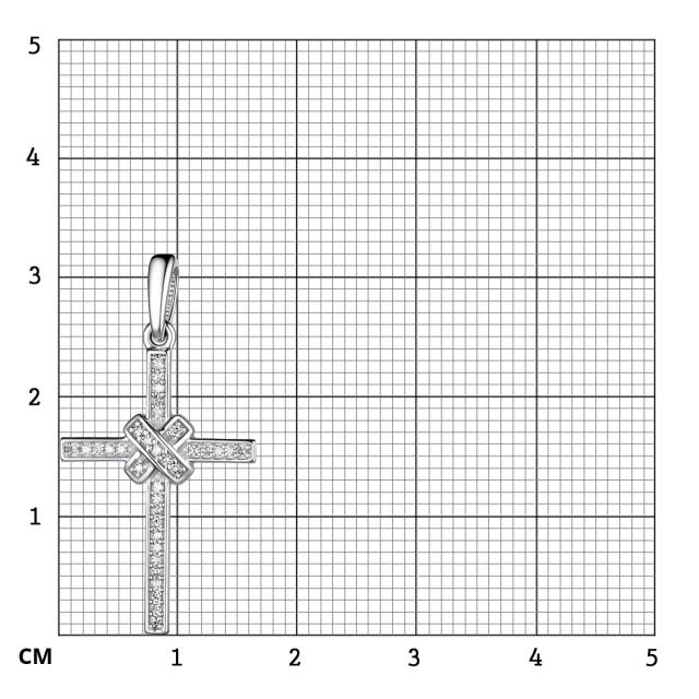 Кулон крест из белого золота с бриллиантами (060504)