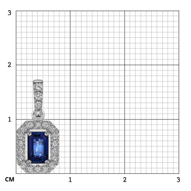 Кулон из белого золота с бриллиантами и сапфиром (061581)
