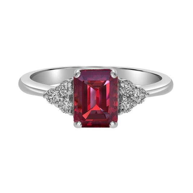 Кольцо из белого золота с бриллиантами и турмалином (062655)