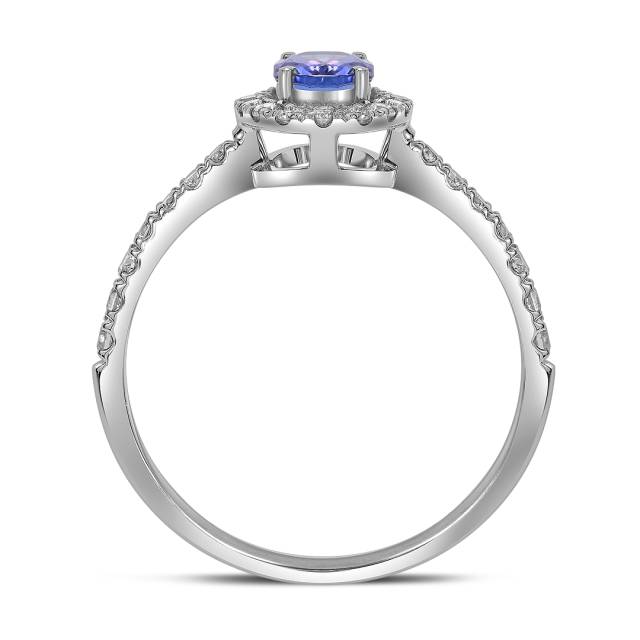 Кольцо из белого золота с бриллиантами и танзанитом (061604)