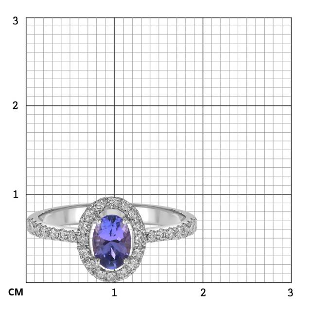 Кольцо из белого золота с бриллиантами и танзанитом (061604)