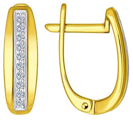 Серьги из комбинированного золота с бриллиантами