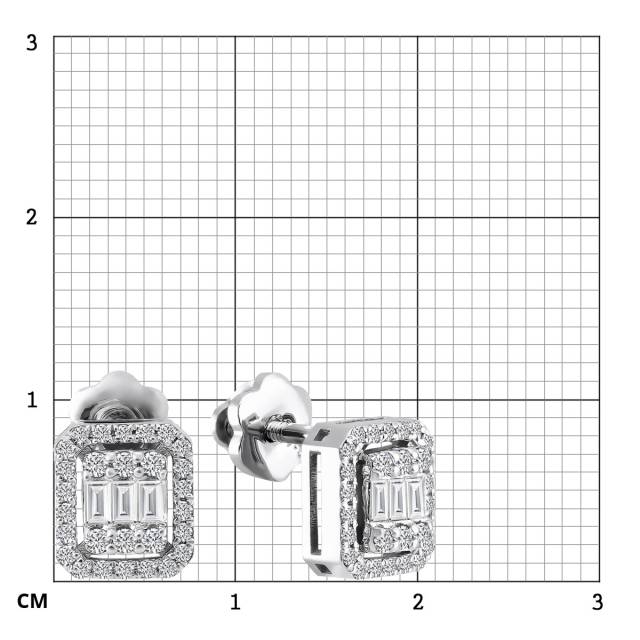 Серьги пусеты из белого золота с бриллиантами (055576)