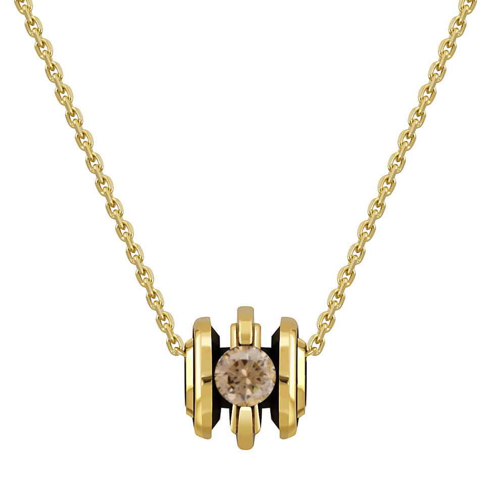 Колье из жёлтого золота с бриллиантом (048077)