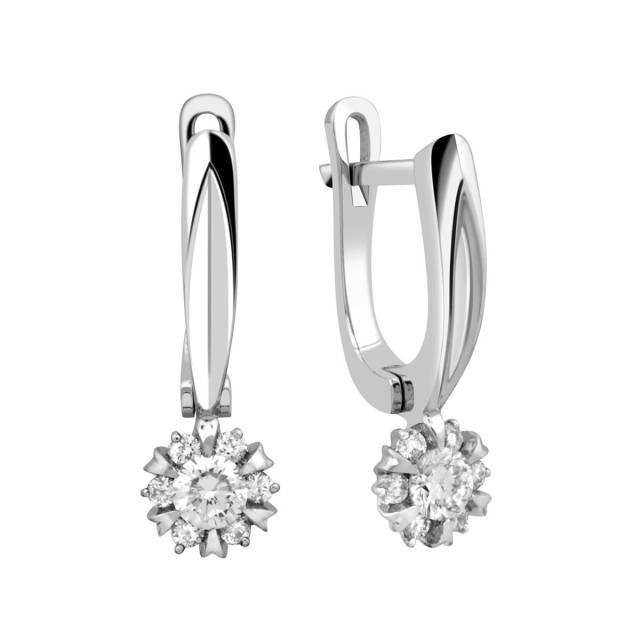 Серьги из белого золота с бриллиантами (023870)