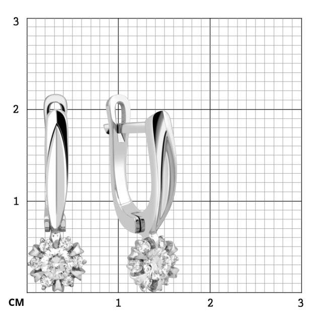 Серьги из белого золота с бриллиантами (023870)